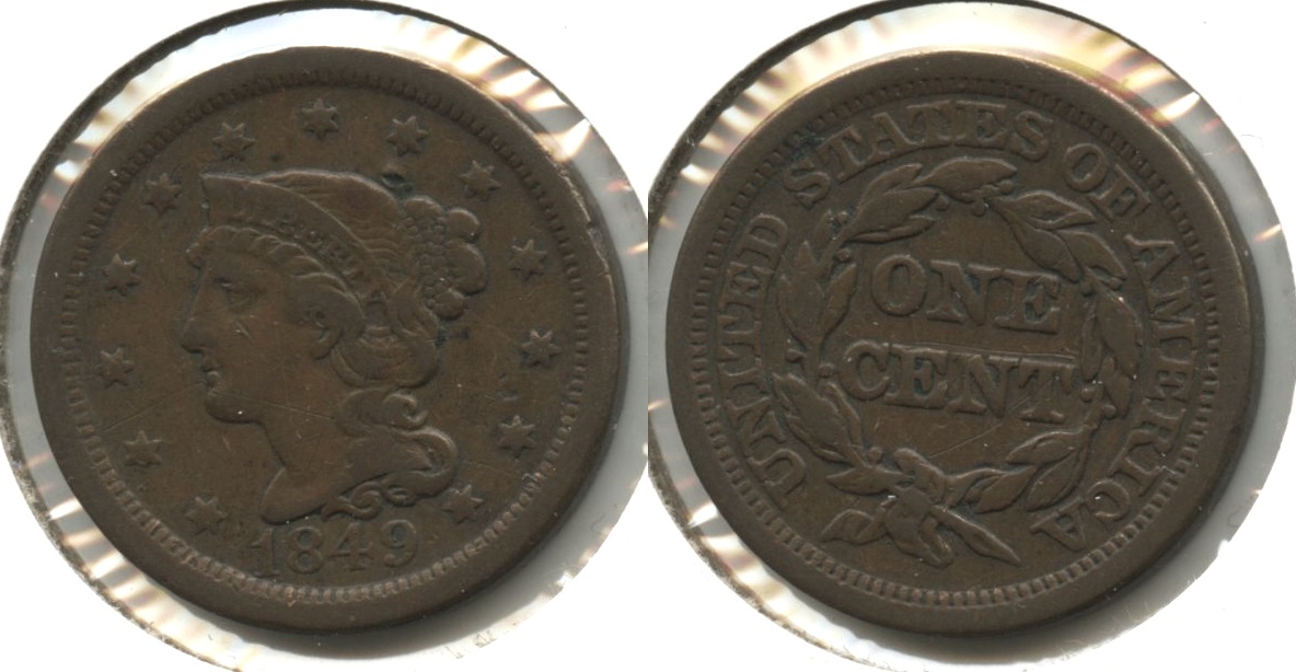 1849 Coronet Large Cent Fine-12 #s Scratches