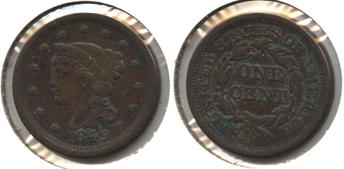1849 Coronet Large Cent VF-20 #a Some Green