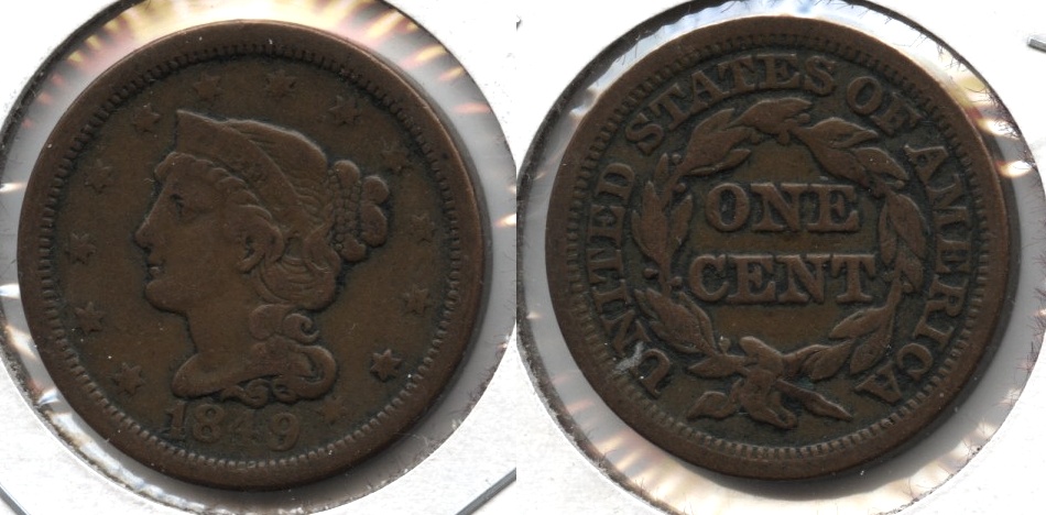 1849 Coronet Large Cent VG-8 b