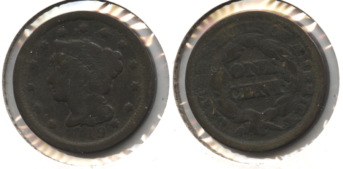 1849 Coronet Large Cent VG-8 #e Dirty