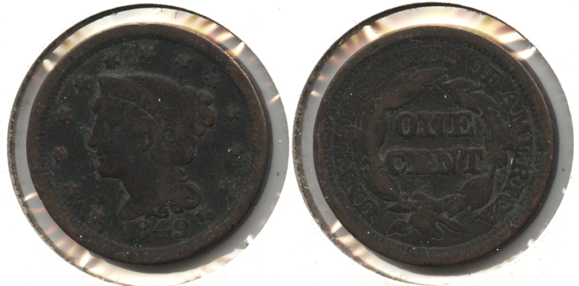1849 Coronet Large Cent VG-8 #f Dark