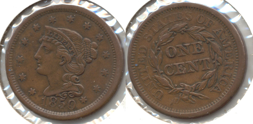 1850 Coronet Large Cent EF-40 a