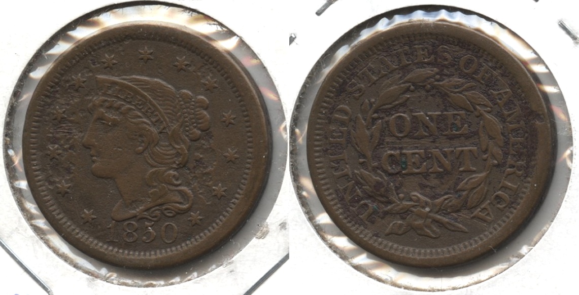 1850 Coronet Large Cent EF-40 #b Serious Pitting