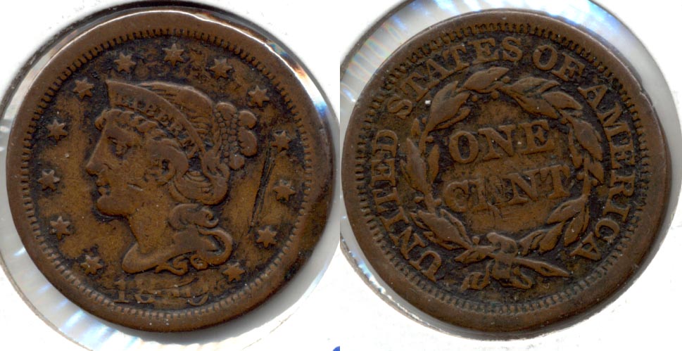 1850 Coronet Large Cent Fine-12 a Obverse Scrape