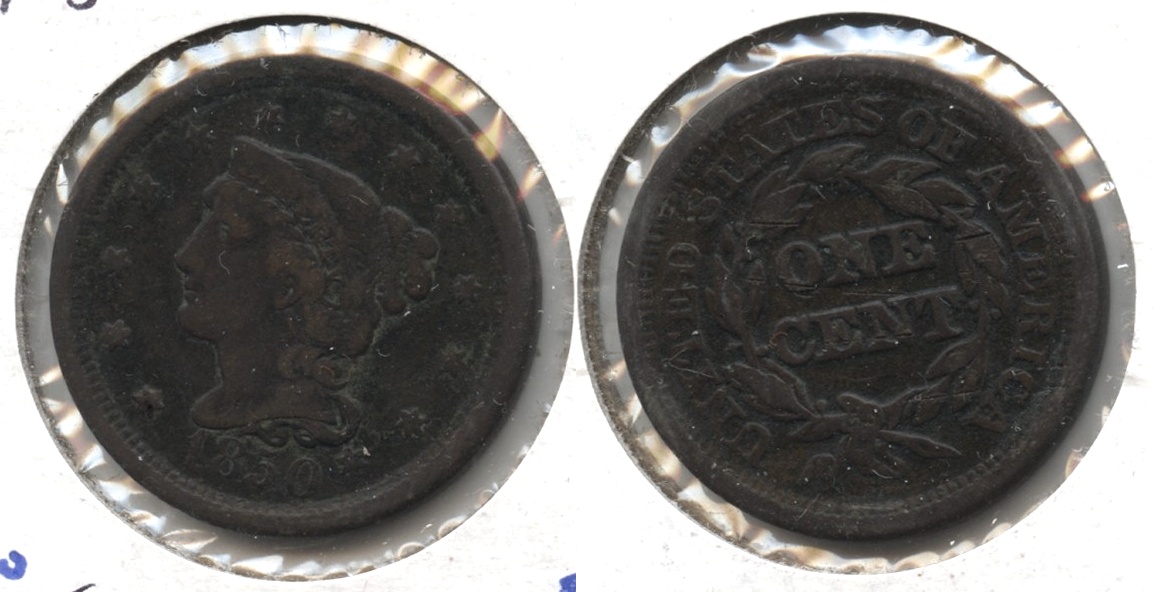 1850 Coronet Large Cent Fine-12 #i Dark