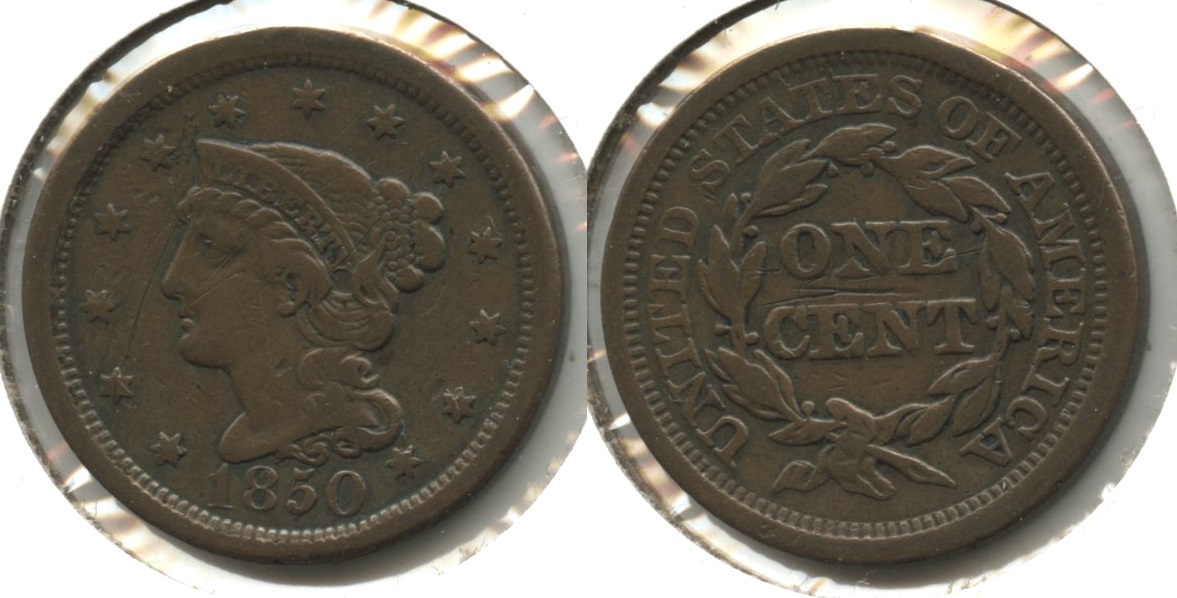 1850 Coronet Large Cent Fine-12 #z Scratches