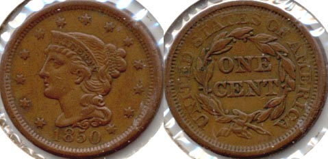 1850 Coronet Large Cent VF-30 a