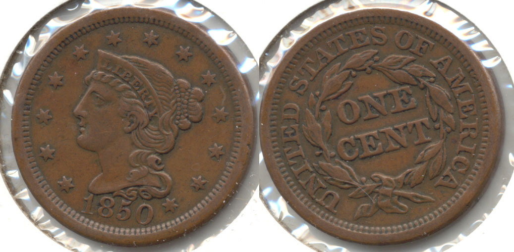 1850 Coronet Large Cent VF-30 b