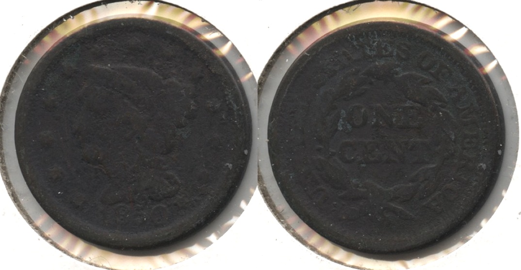 1850 Coronet Large Cent VG-8 #a Porous