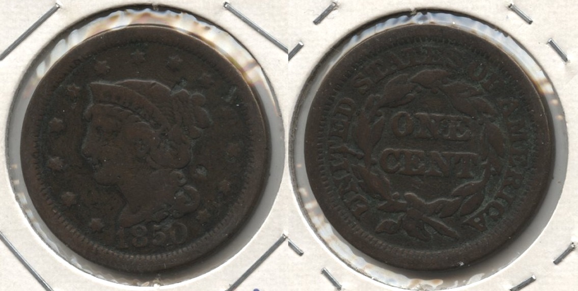 1850 Coronet Large Cent VG-8 #c Obverse Marks