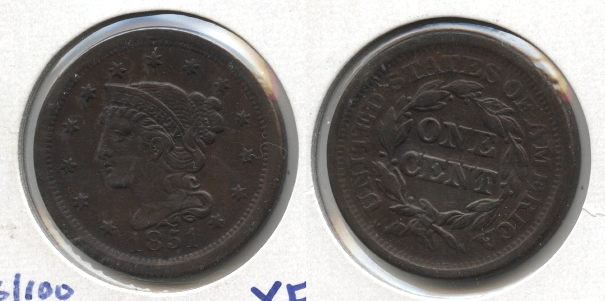 1851 Coronet Large Cent EF-45 #b