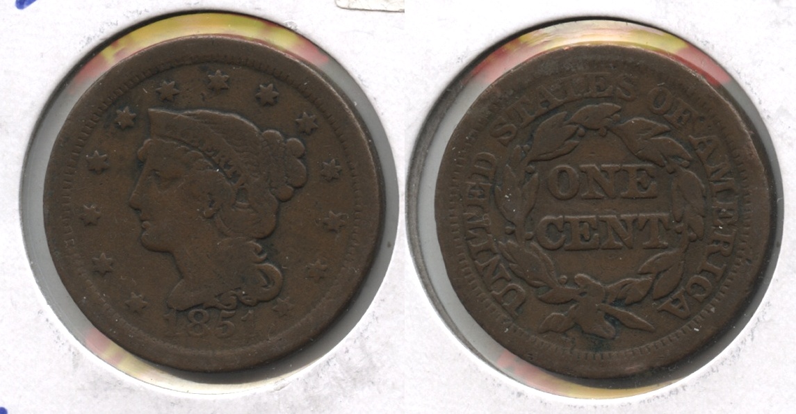 1851 Coronet Large Cent Fine-12 #af