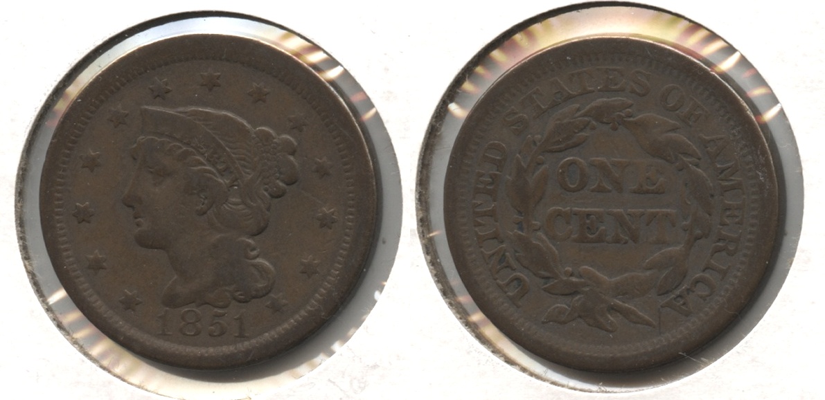 1851 Coronet Large Cent Fine-12 #ah