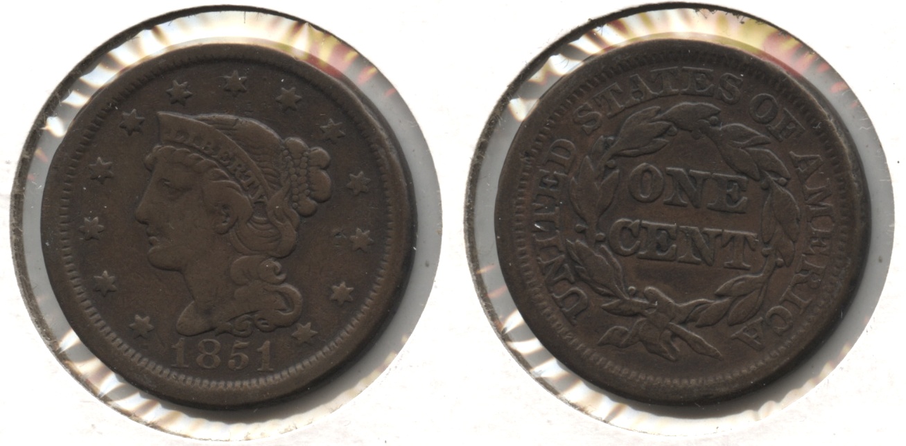 1851 Coronet Large Cent Fine-12 #al