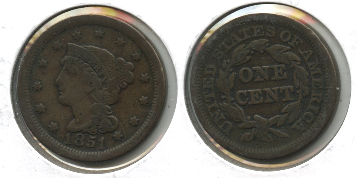 1851 Coronet Large Cent Fine-12 #am