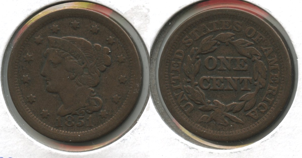 1851 Coronet Large Cent Fine-12 #at