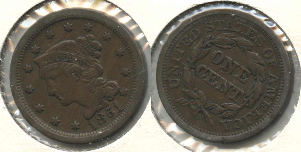1851 Coronet Large Cent Fine-12 #ay