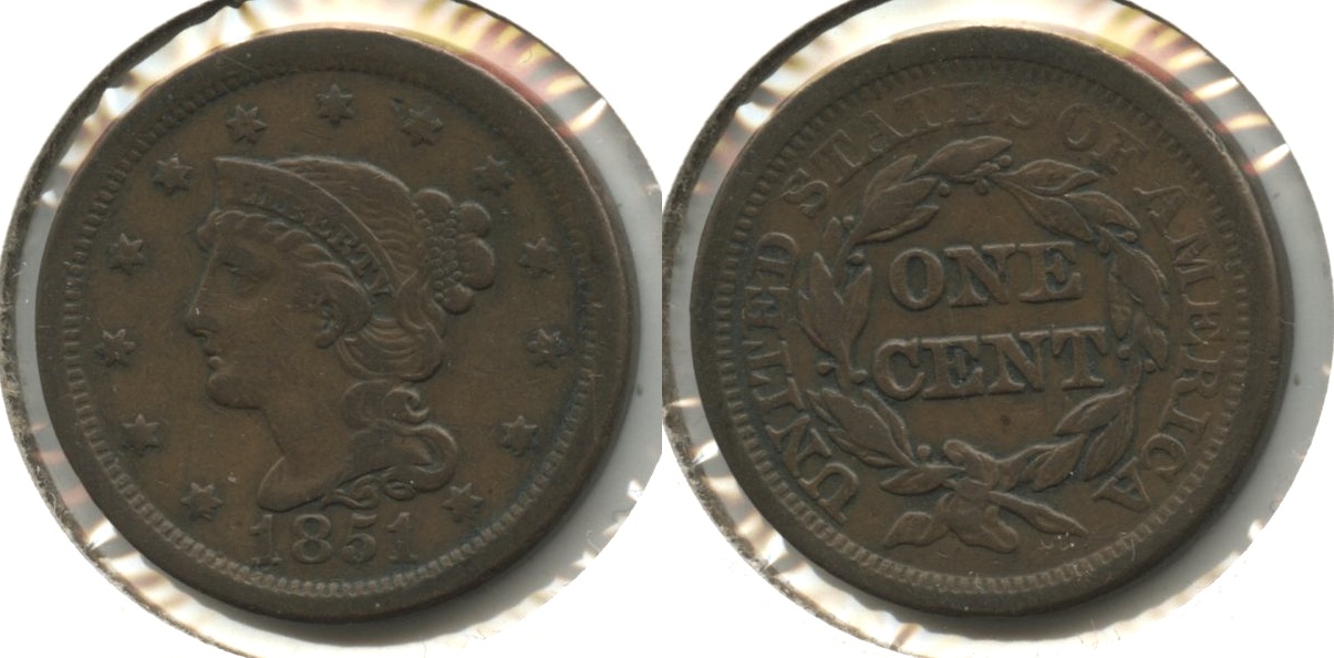 1851 Coronet Large Cent Fine-12 #bb