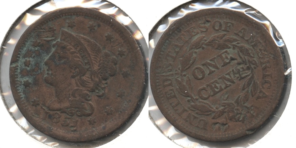 1851 Coronet Large Cent Fine-12 i Corroded