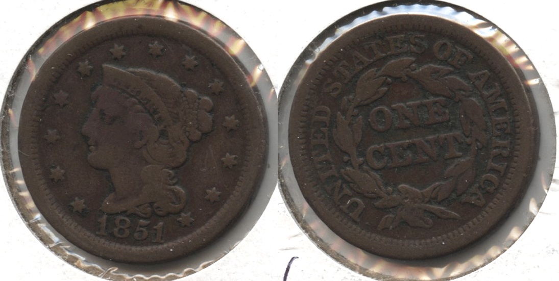 1851 Coronet Large Cent Fine-12 #l