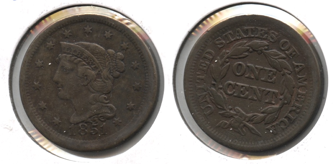 1851 Coronet Large Cent Fine-12 #z