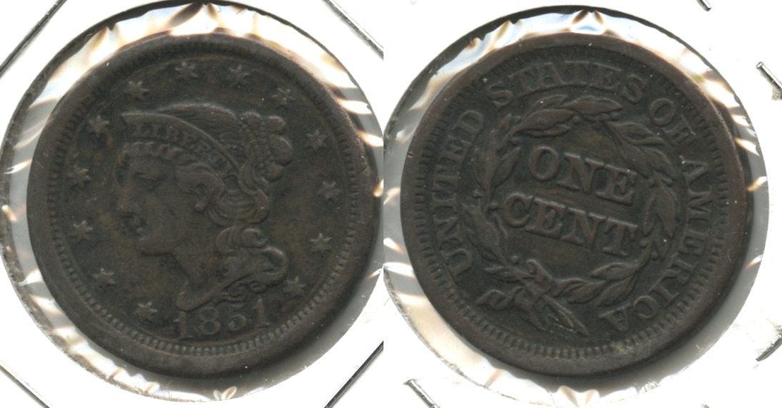 1851 Coronet Large Cent Fine-15 #a