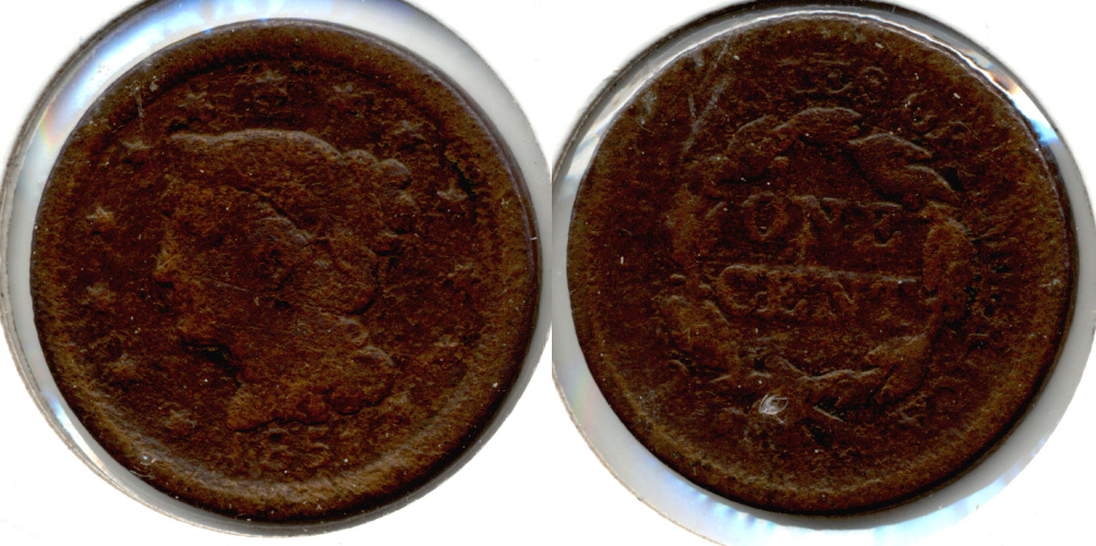 1851 Coroned Large Cent Good-4 Corroded