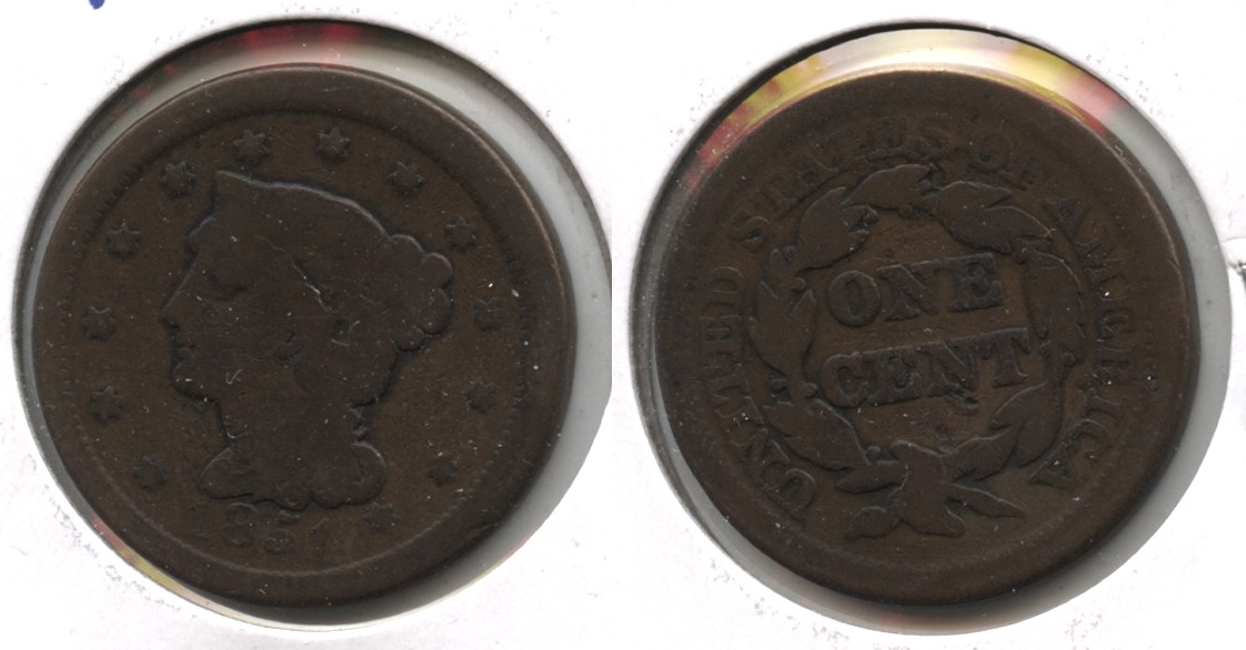 1851 Coroned Large Cent Good-4 #c