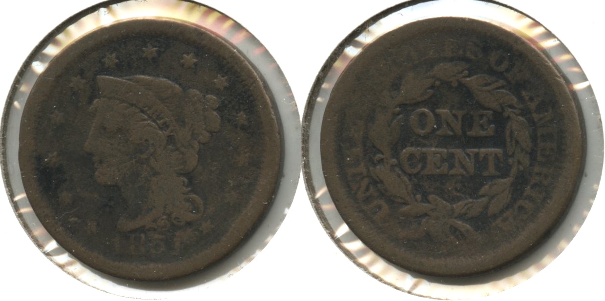1851 Coronet Large Cent Good-4 #g Bit Dark