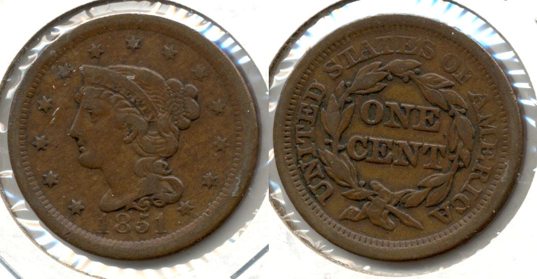 1851 Coroned Large Cent VF-20 b