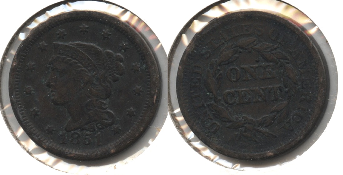1851 Coronet Large Cent VF-20 #d Dark