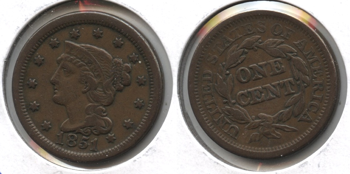1851 Coronet Large Cent VF-20 #h