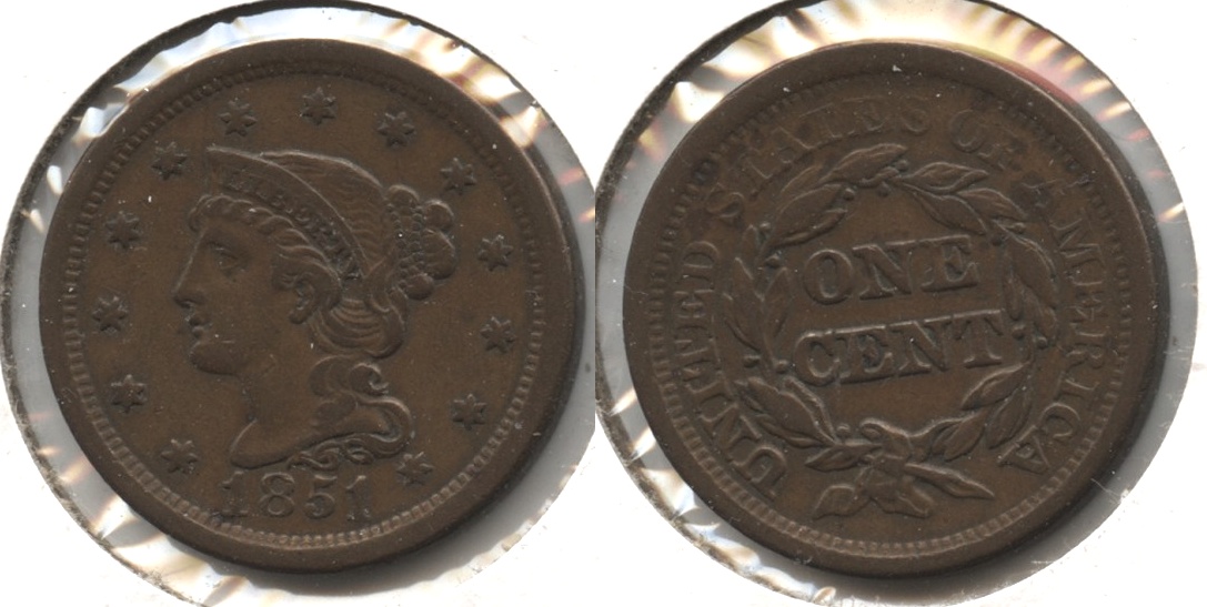 1851 Coroned Large Cent VF-30 #a