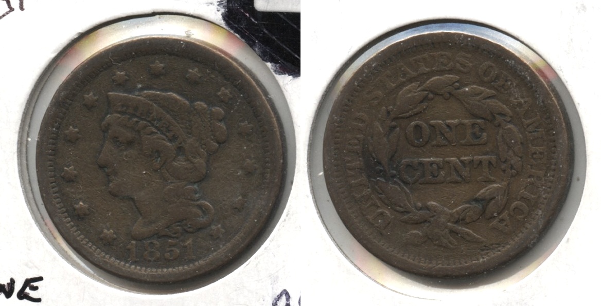 1851 Coronet Large Cent VG-8 #l