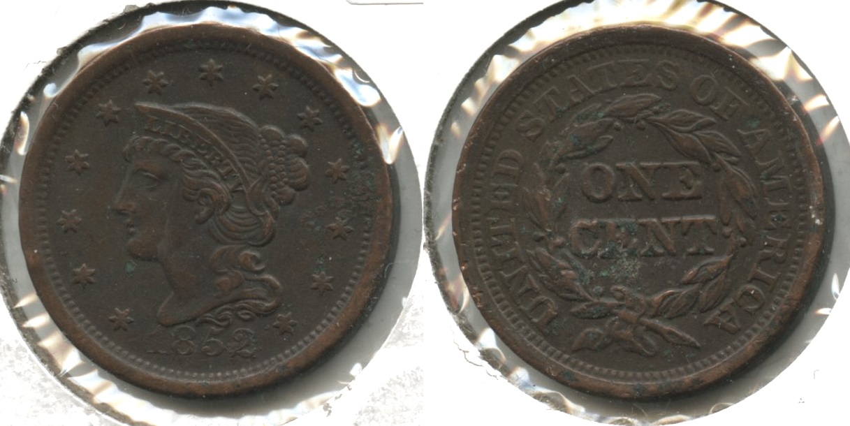 1852 Coronet Large Cent EF-40 #c Cleaned Retoned