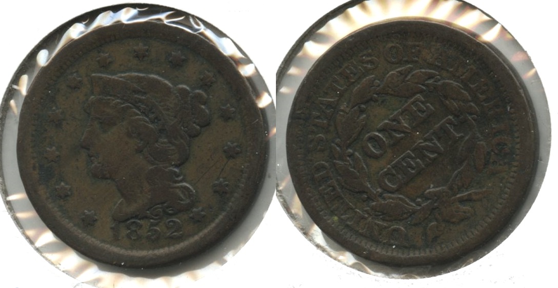 1852 Coronet Large Cent Fine-12 #ag Rotated Reverse