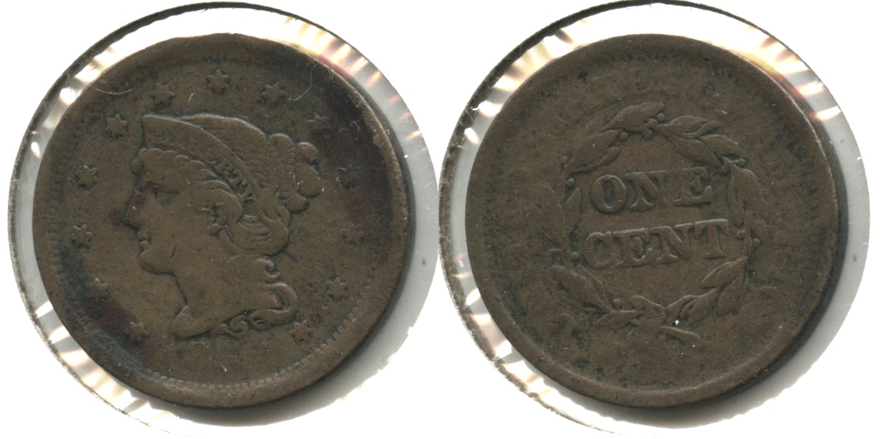 1852 Coronet Large Cent Fine-12 #ai Dark Patches