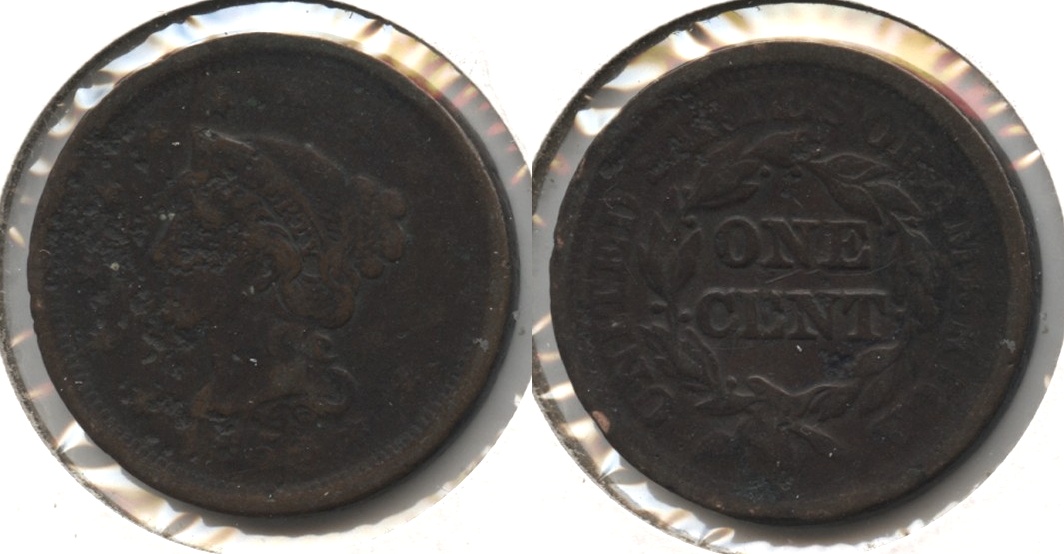 1852 Coronet Large Cent Fine-12 #b Pits