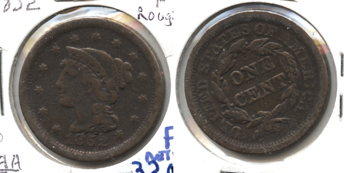 1852 Coronet Large Cent Fine-12 #p Rough
