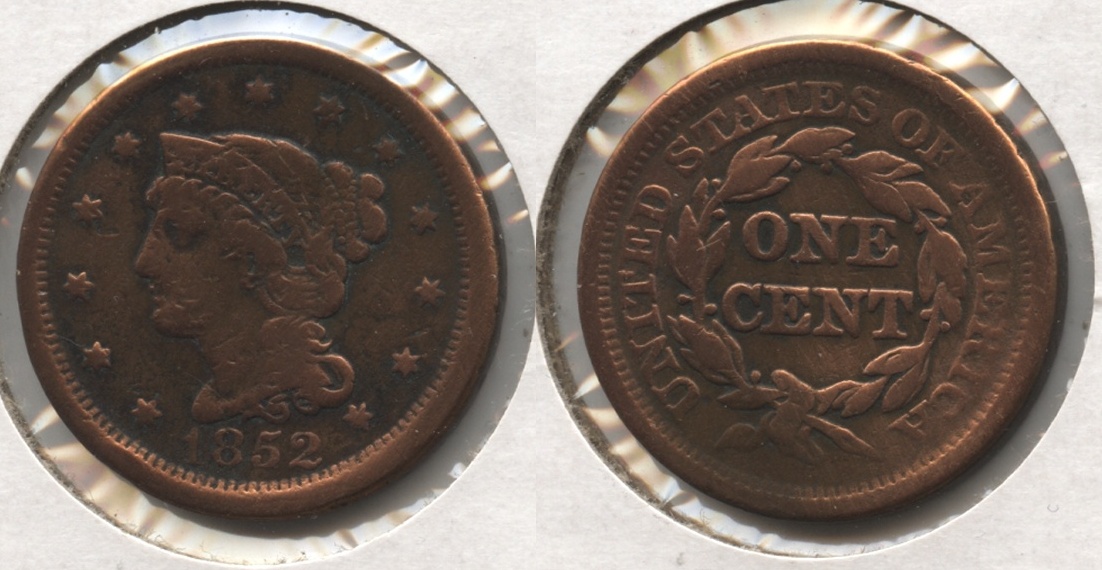 1852 Coronet Large Cent Fine-12 #t Cleaned