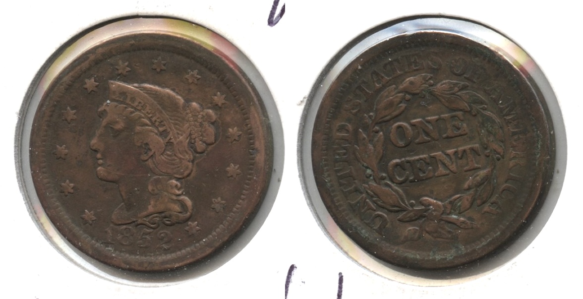 1852 Coronet Large Cent Fine-15 Cleaned Retoned