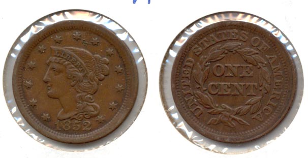 1852 Coroned Large Cent VF-20