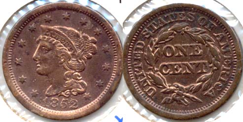 1852 Coroned Large Cent VF-20 a Cleaned
