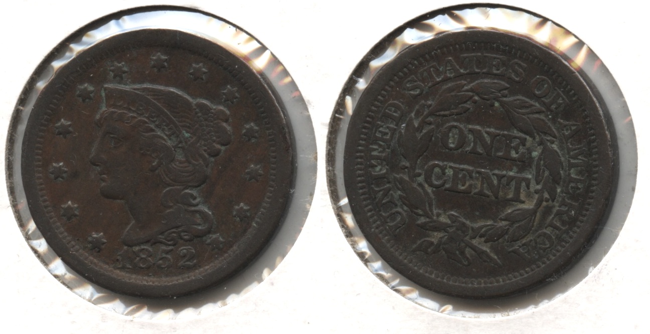 1852 Coronet Large Cent VF-20 #k Cleaned Retoned