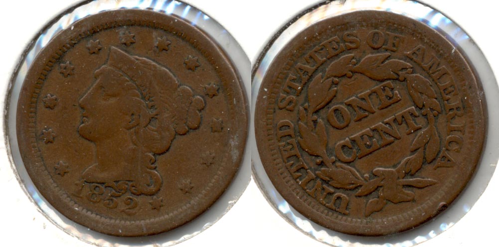 1852 Coroned Large Cent VG-8