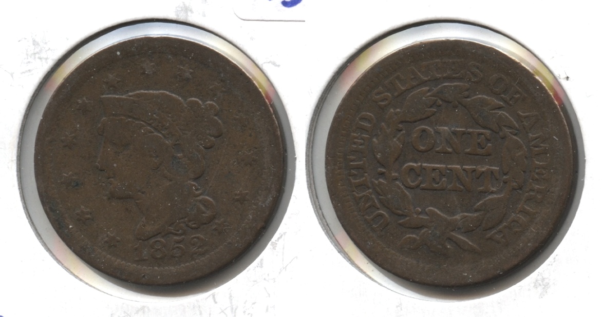 1852 Coroned Large Cent VG-8 #e