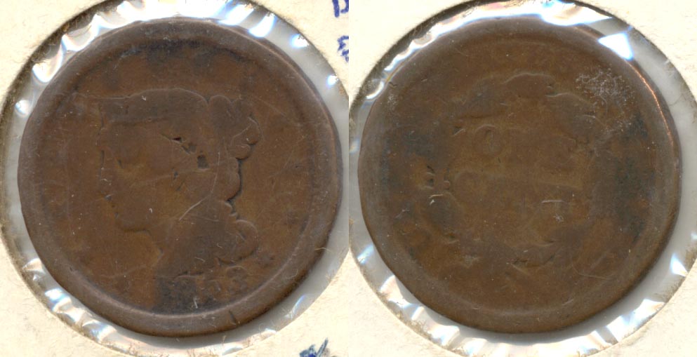 1853 Coroned Large Cent AG-3