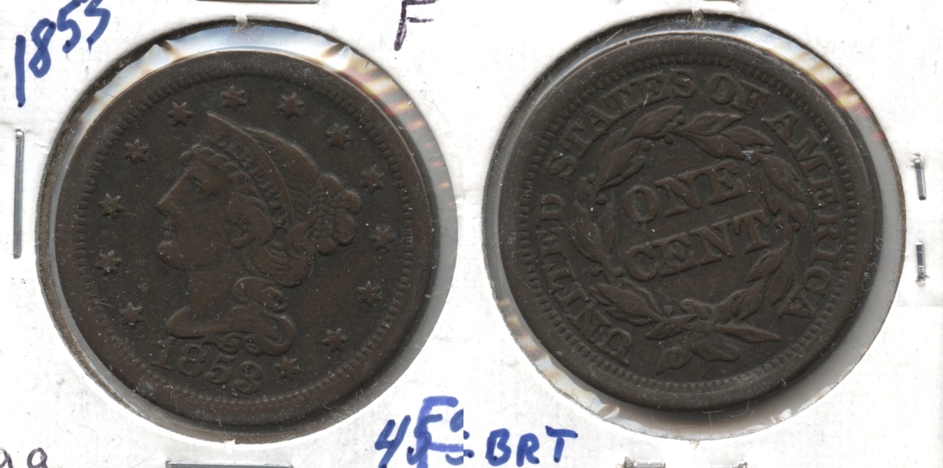 1853 Coronet Large Cent Fine-12 #aa
