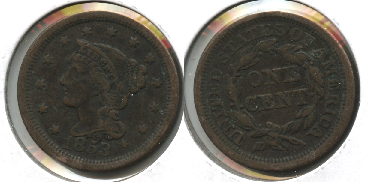 1853 Coronet Large Cent Fine-12 #ac