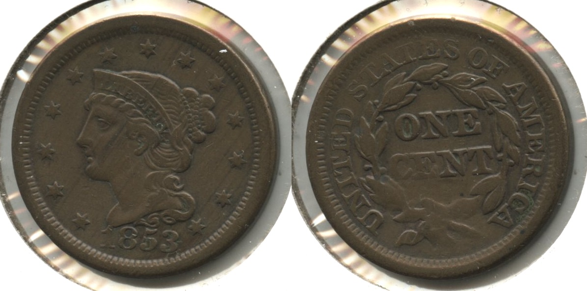 1853 Coronet Large Cent Fine-12 #ah